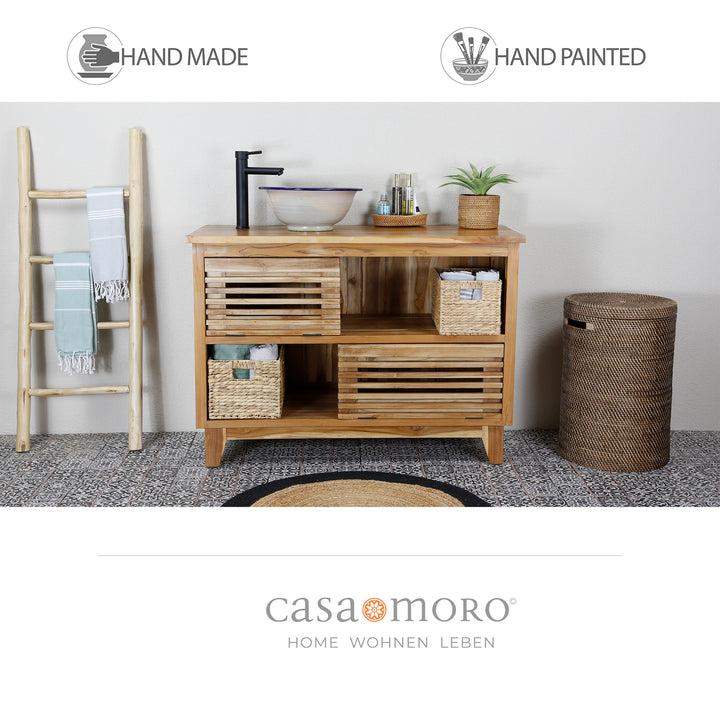 Wastafel met opzetrand Blauw Rond