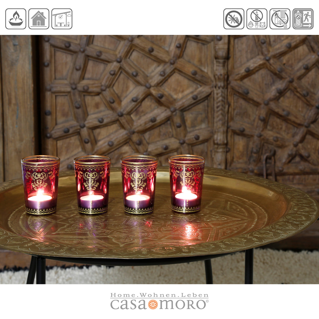 Theelichtglas violet-paars, set van 6