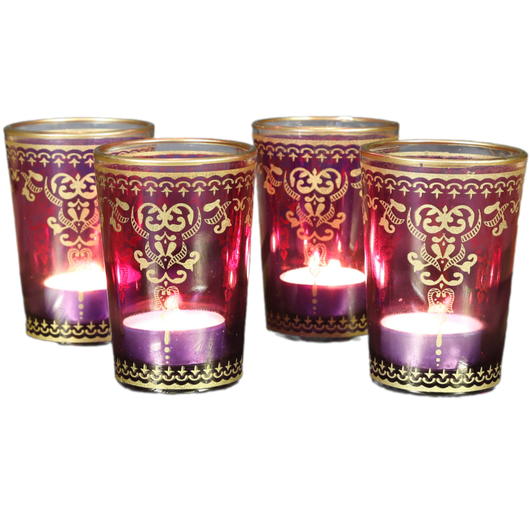 Theelichtglas violet-paars, set van 6