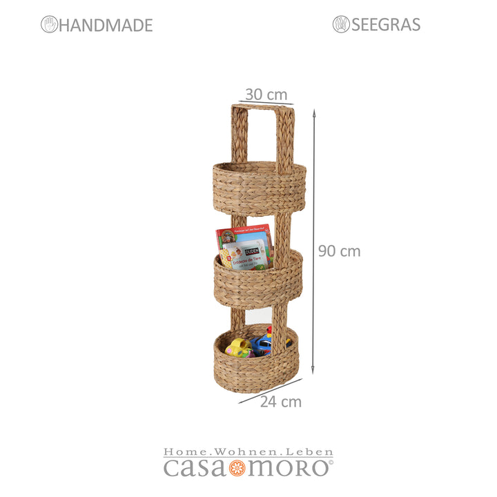 Rieten rek Stella met 3 legplanken