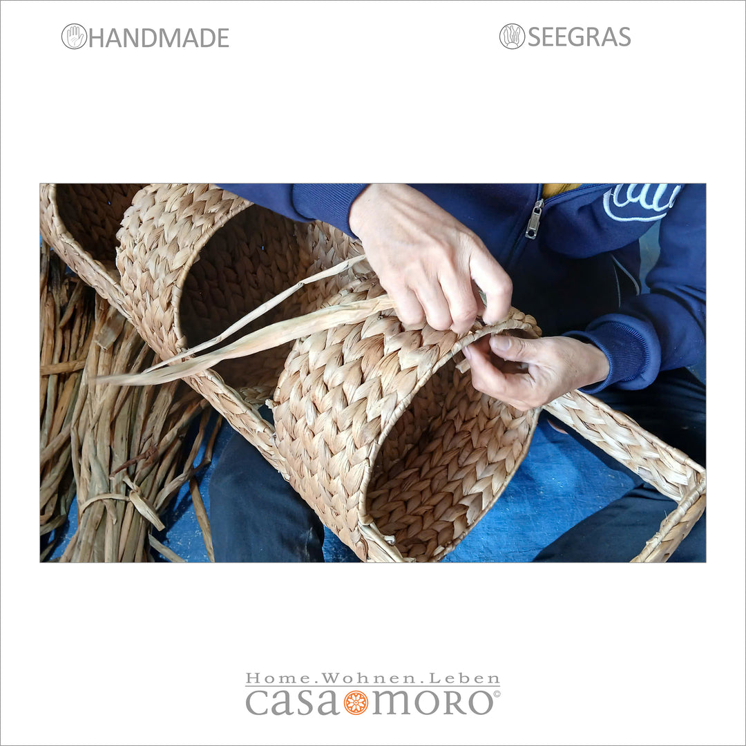 Rieten rek Stella met 3 legplanken