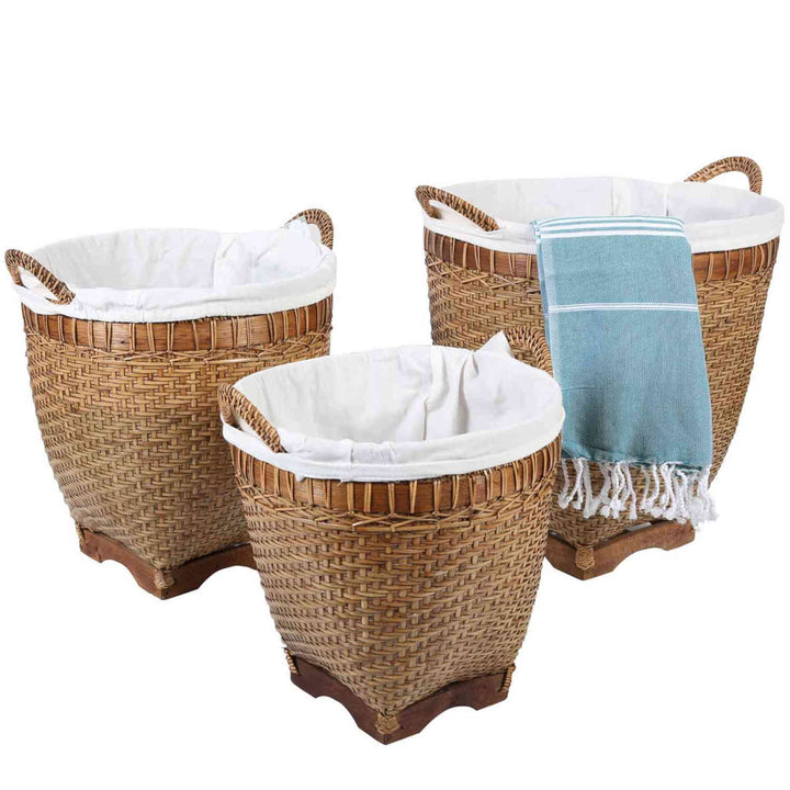 Rieten wasmand Lea met handvat