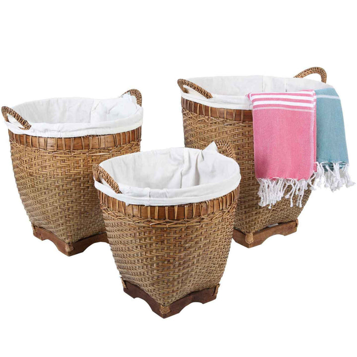 Rieten wasmand Lea met handvat