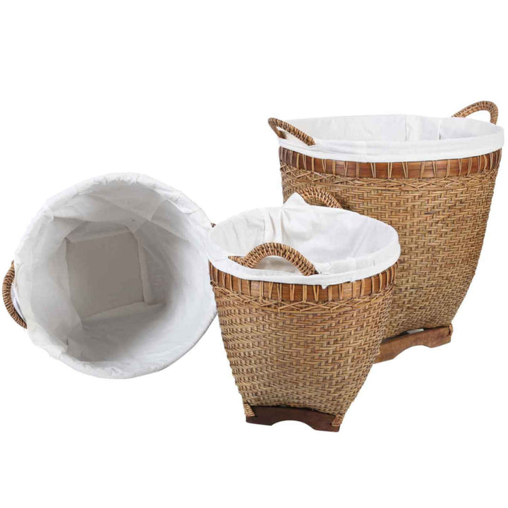 Rieten wasmand Lea met handvat