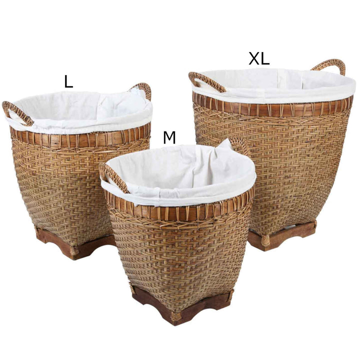 Rieten wasmand Lea met handvat