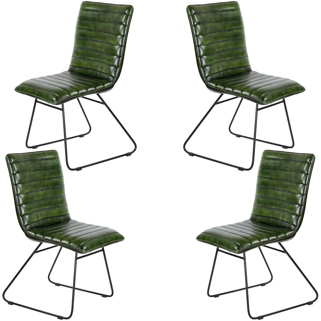 Chaise de salle à manger en cuir vert