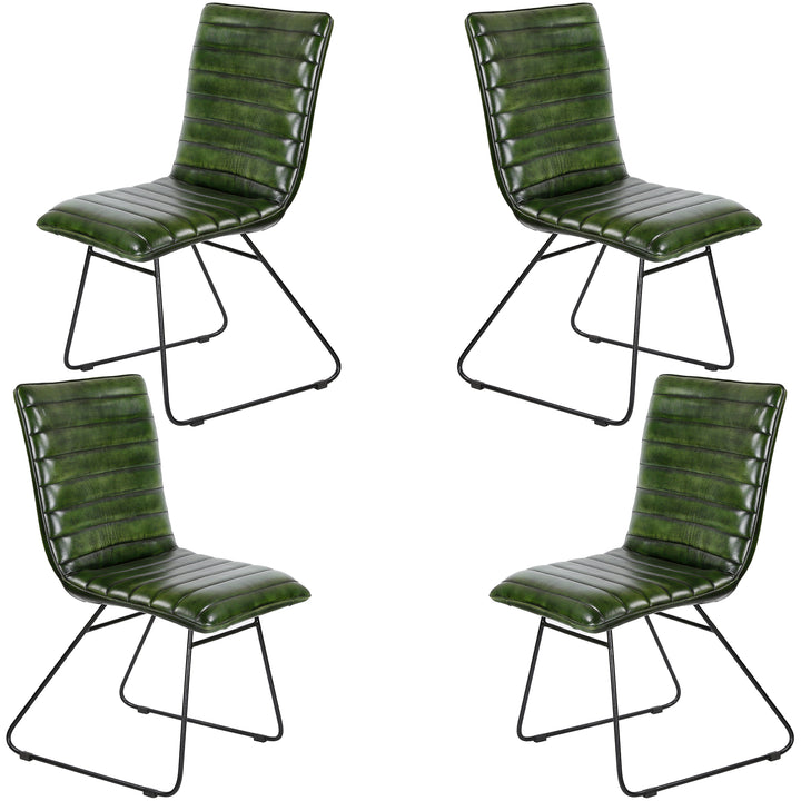 Chaise de salle à manger en cuir vert