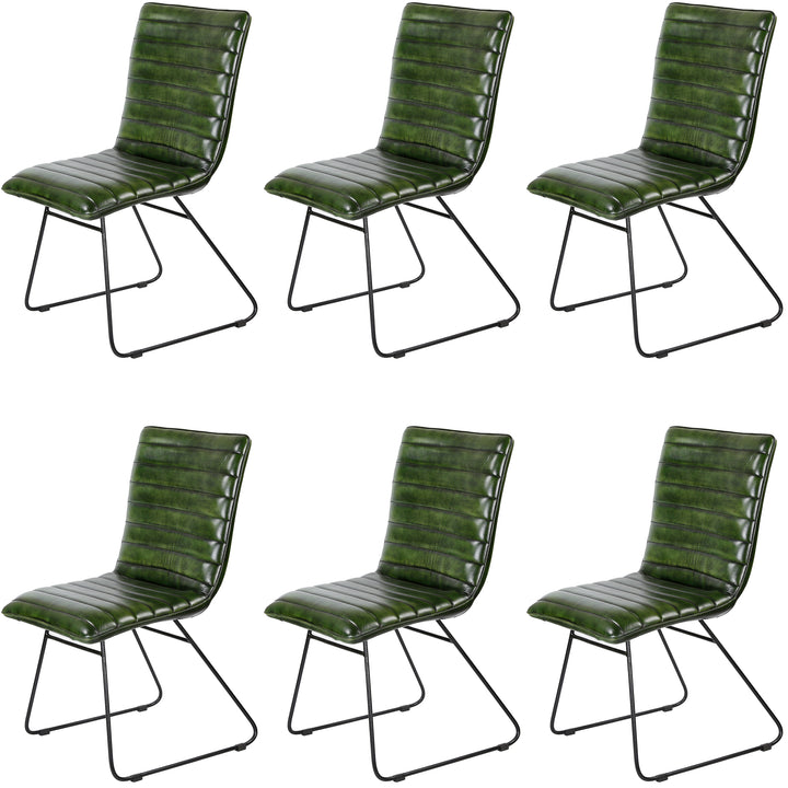 Chaise de salle à manger en cuir vert