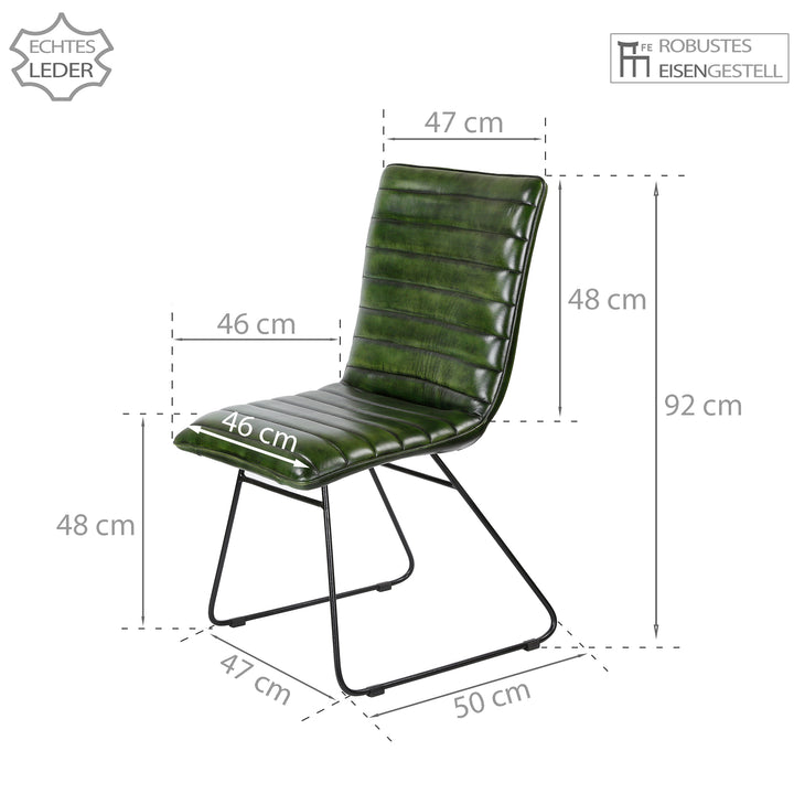 Chaise de salle à manger en cuir vert