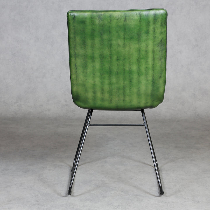 Chaise de salle à manger en cuir vert