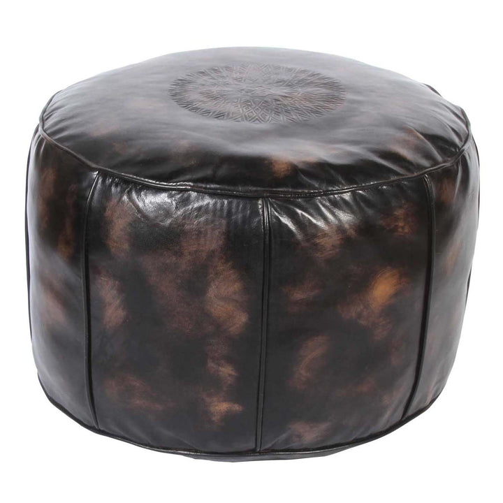 Coussin d'assise en cuir marocain Asli marron