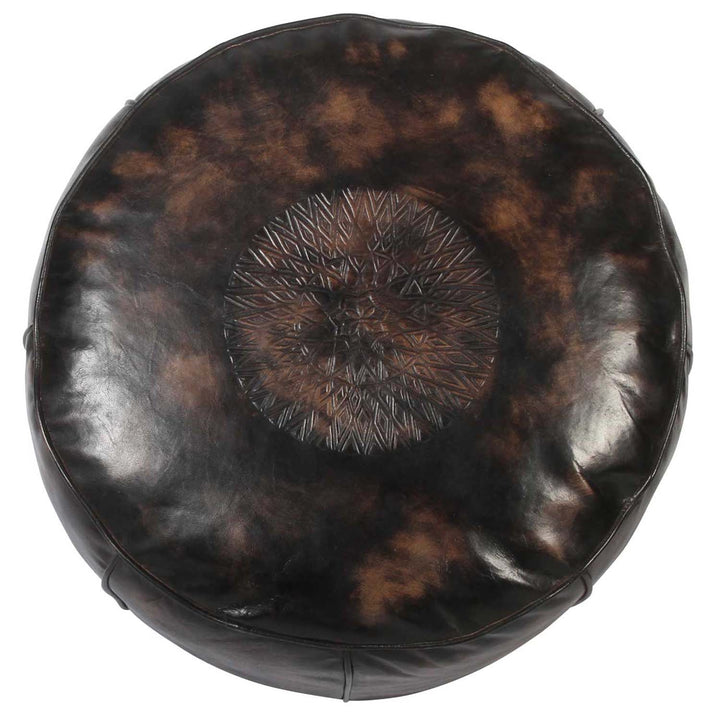 Coussin d'assise en cuir marocain Asli marron