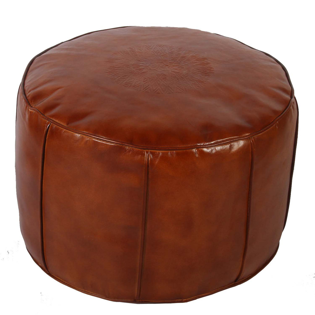 Coussin d'assise marocain en cuir Asli Caramel