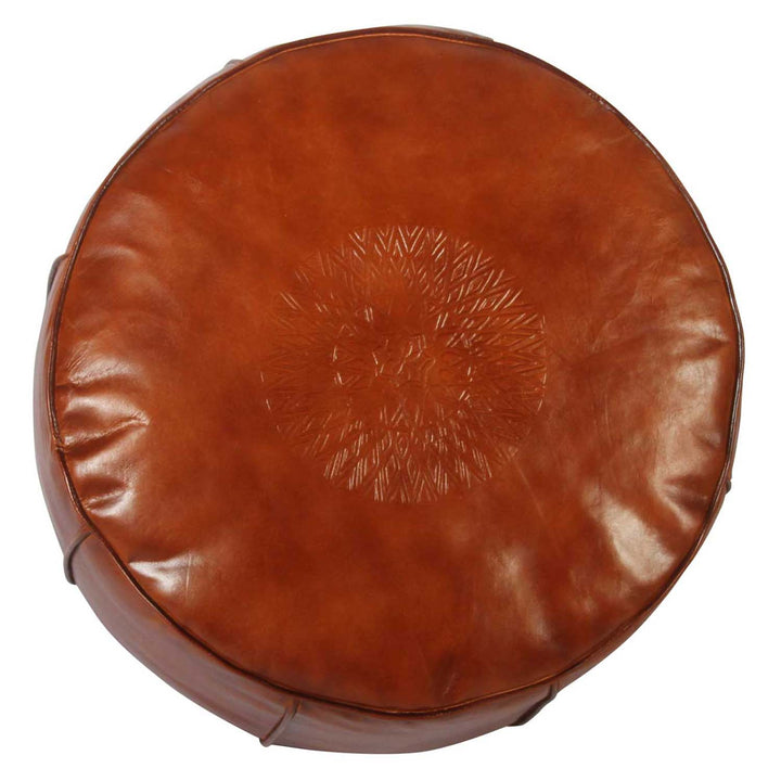 Coussin d'assise marocain en cuir Asli Caramel