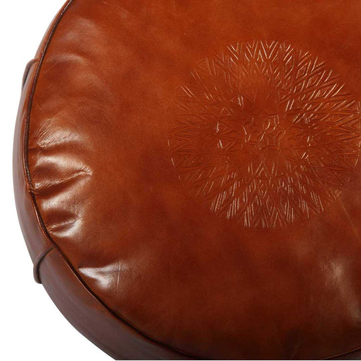 Coussin d'assise marocain en cuir Asli Caramel
