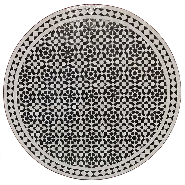 Table mosaïque D100 noir et blanc émaillé
