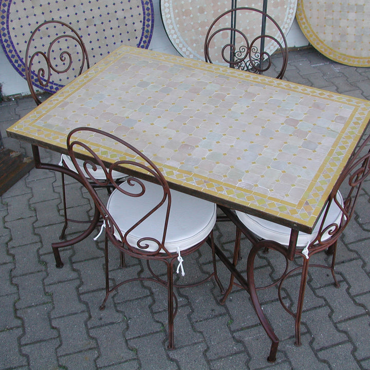 Table à manger mosaïque 120x80 jaune/losange