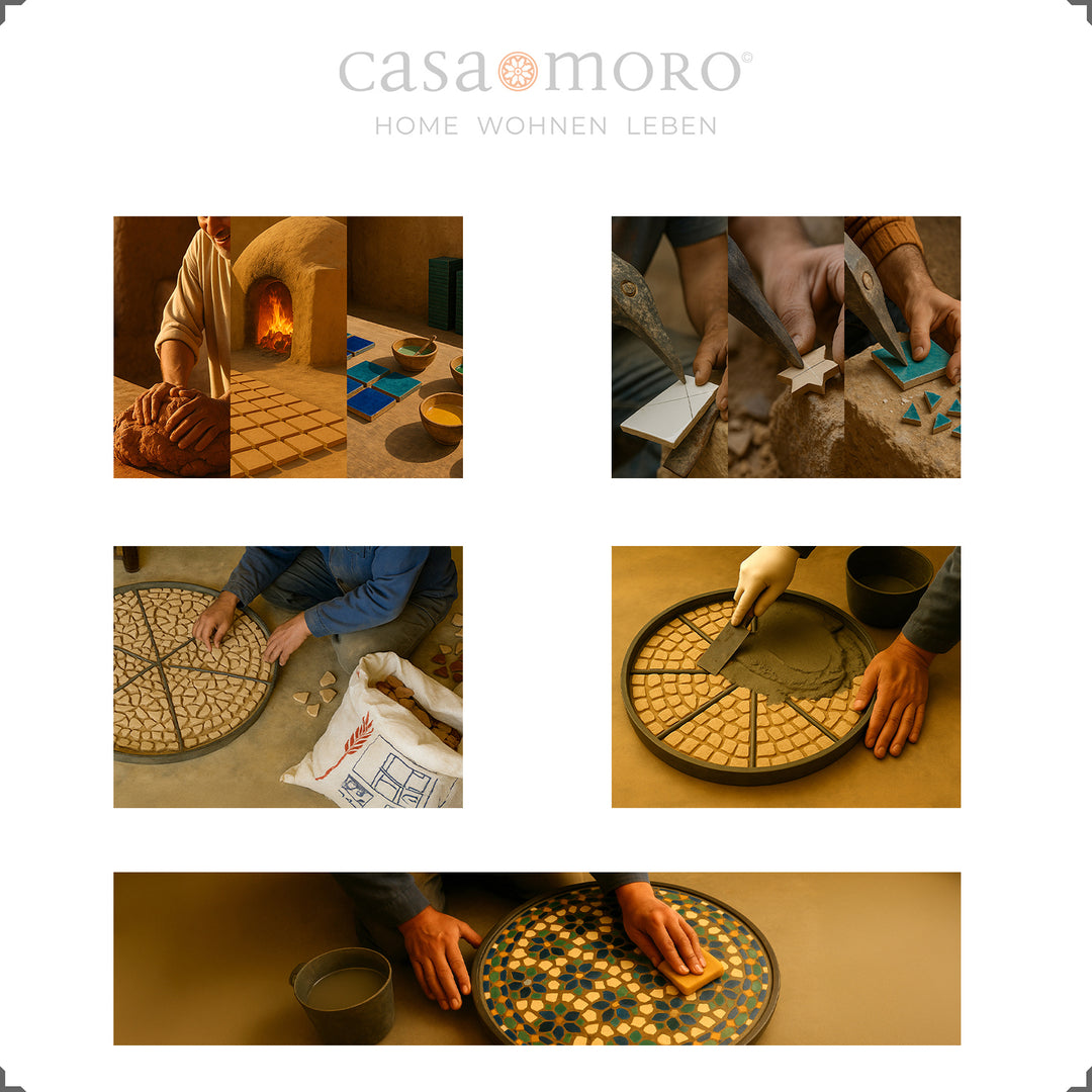 Tables artisanales réalisées à partir de carreaux ZELLIGE