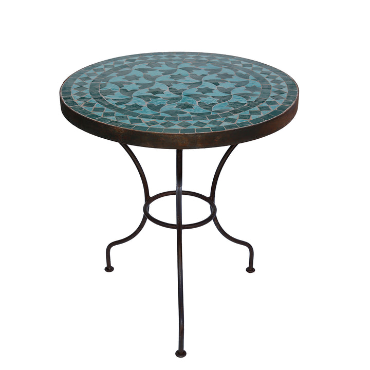 Table d'appoint ronde Ø 45 cm, hauteur 50 cm - table en fer forgé motif zellige oriental