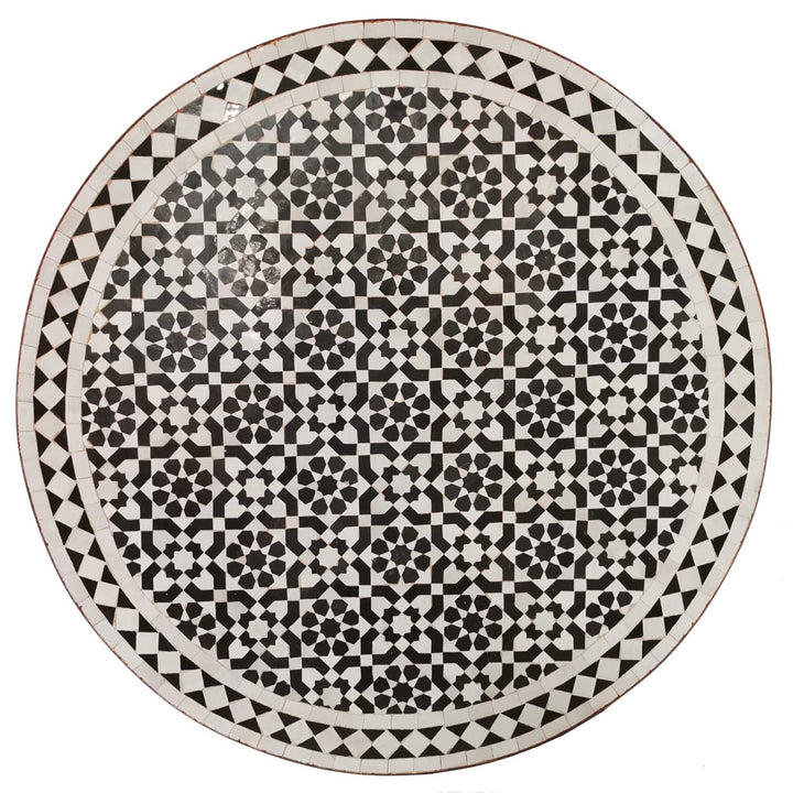 Table mosaïque D90 noir blanc émaillé