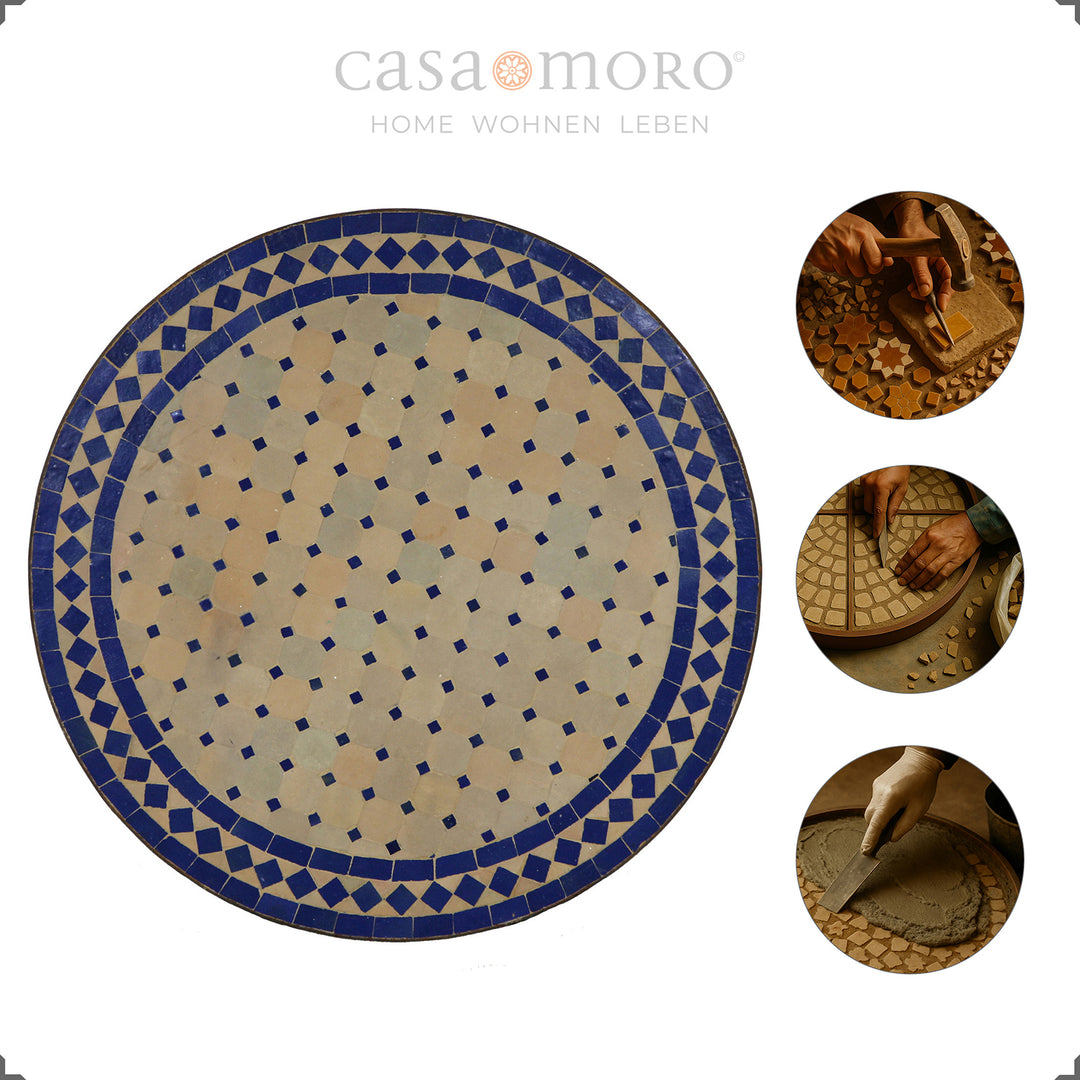 Mosaiktisch: Ø 60 cm, Höhe 75 cm, 18 kg schwere Tischplatte, flexibel einsetzbar
