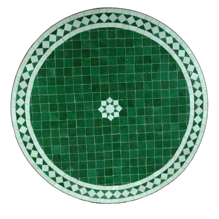 Mozaïektafel D80 Ster Groen Wit