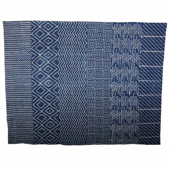 Couvre-lit ethnique Kantha bleu