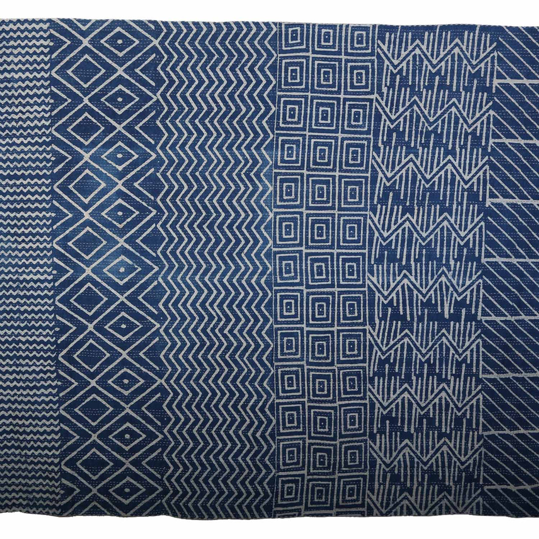 Couvre-lit ethnique Kantha bleu