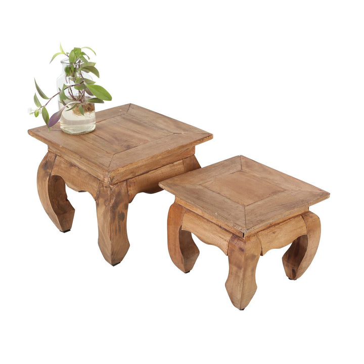 Tables orientales pour opium Nature, lot de 2