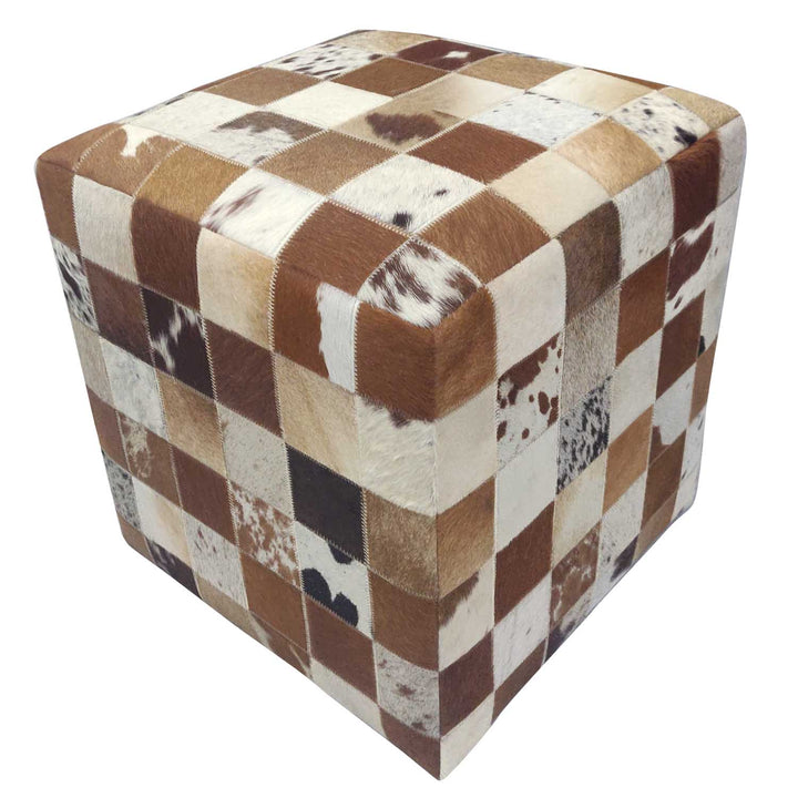 Pouf en patchwork de fourrure Jaspal