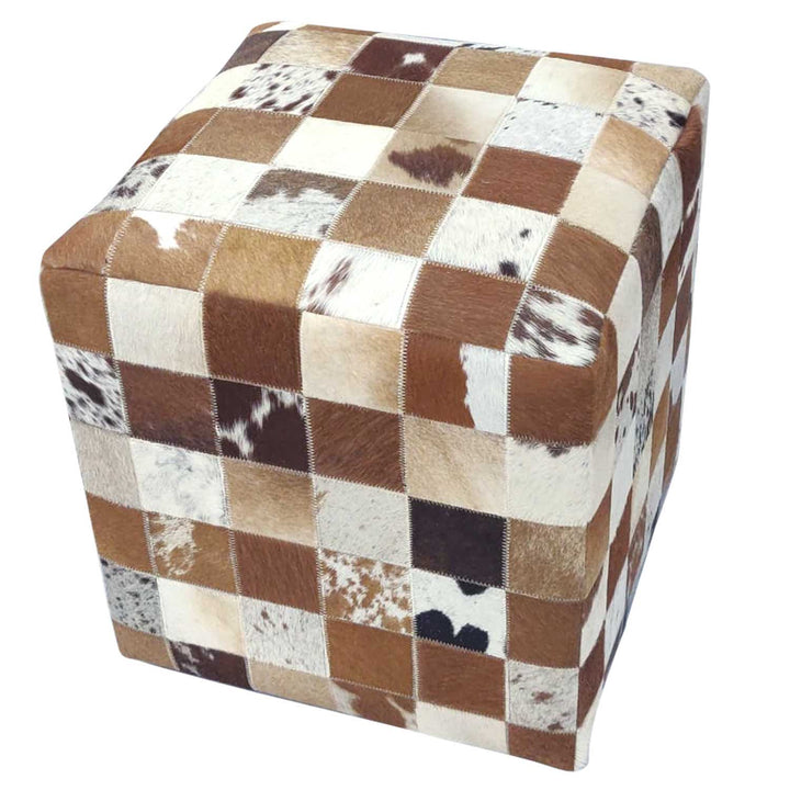 Pouf en patchwork de fourrure Jaspal