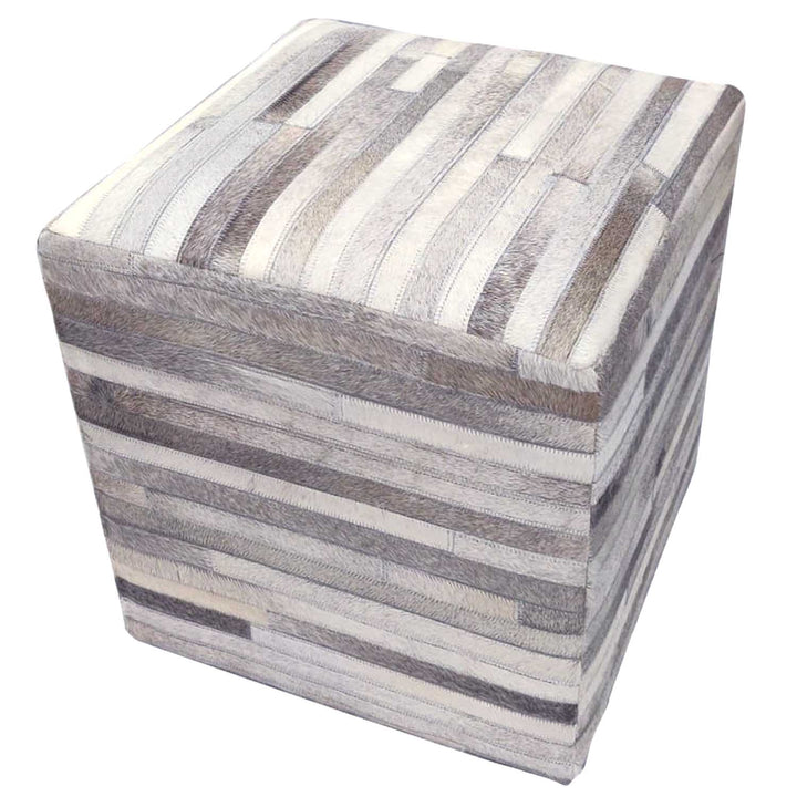 Tabouret en fourrure patchwork Liem