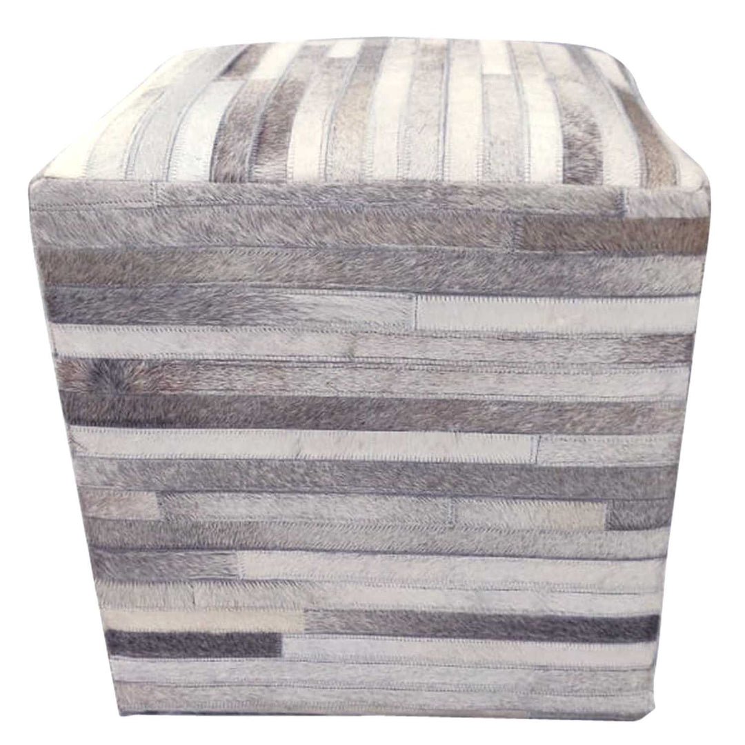 Tabouret en fourrure patchwork Liem