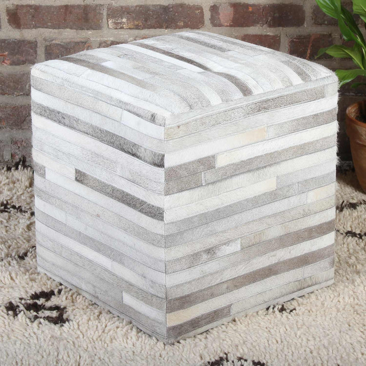 Tabouret en fourrure patchwork Liem