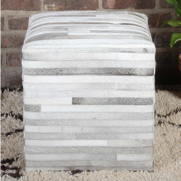 Tabouret en fourrure patchwork Liem