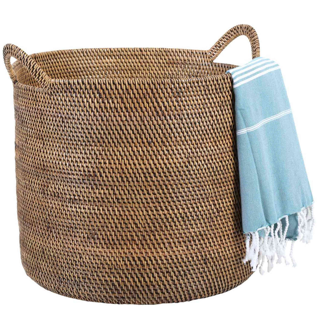 Panier en rotin Elie marron avec poignée