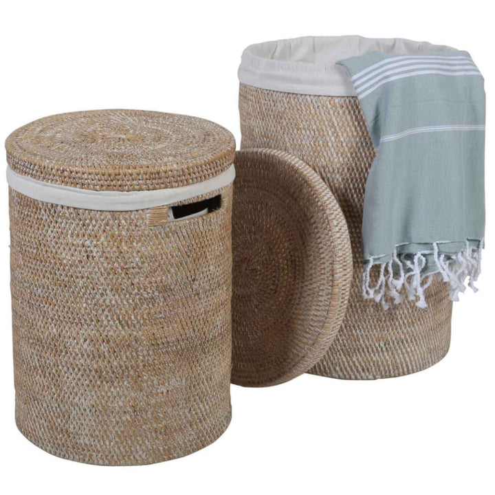 Rieten wasmand Cleo Wit