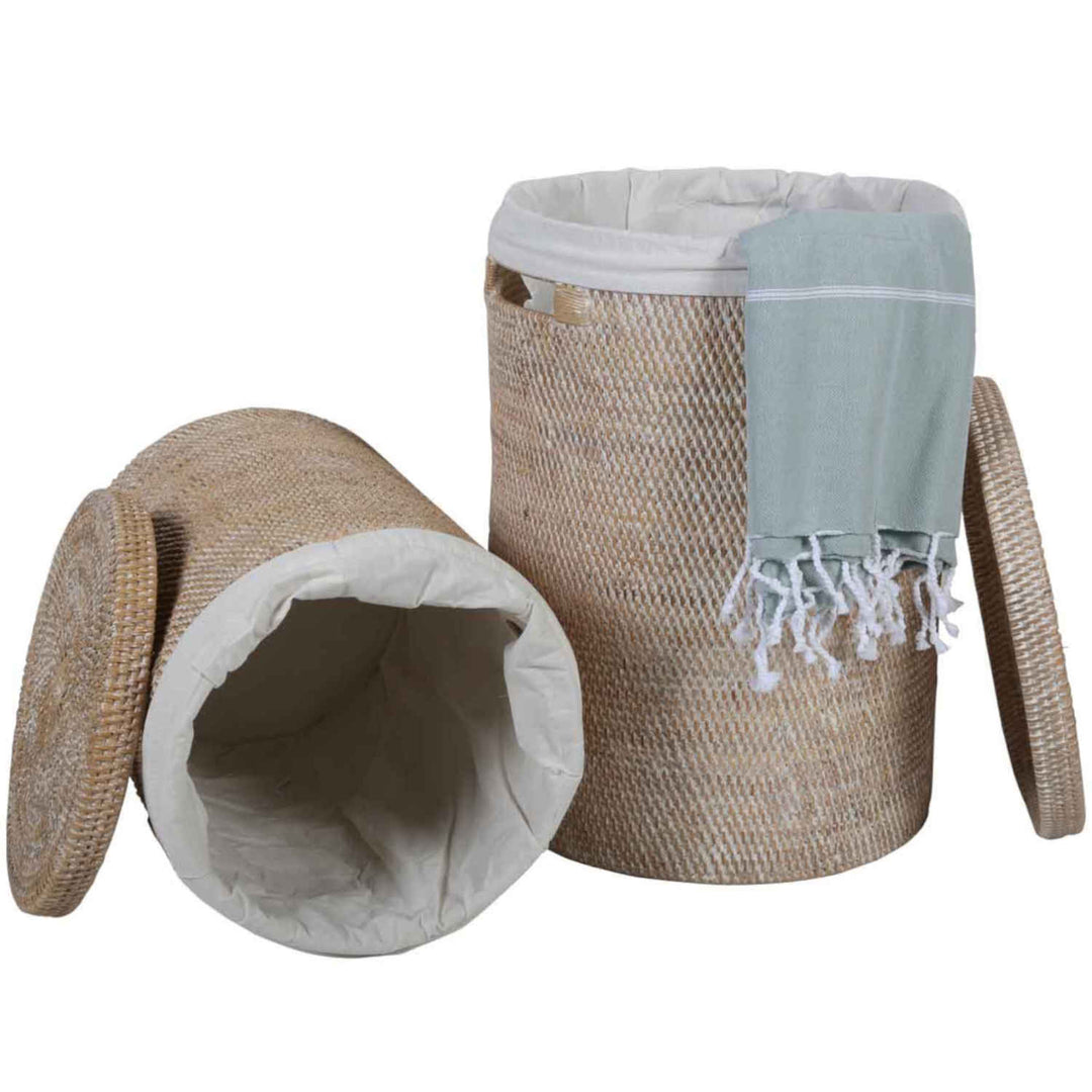 Rieten wasmand Cleo Wit