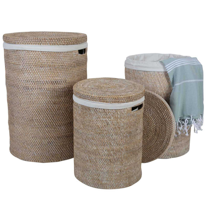 Rieten wasmand Cleo Wit