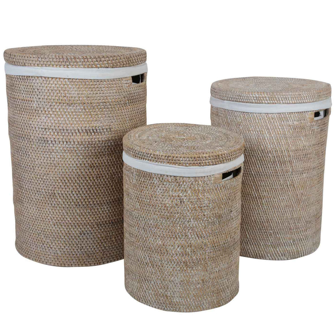 Rieten wasmand Cleo Wit