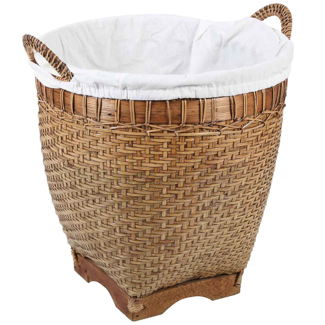 Rieten wasmand Lea met handvat
