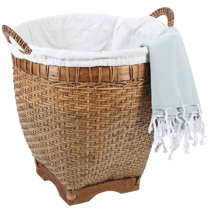 Rieten wasmand Lea met handvat