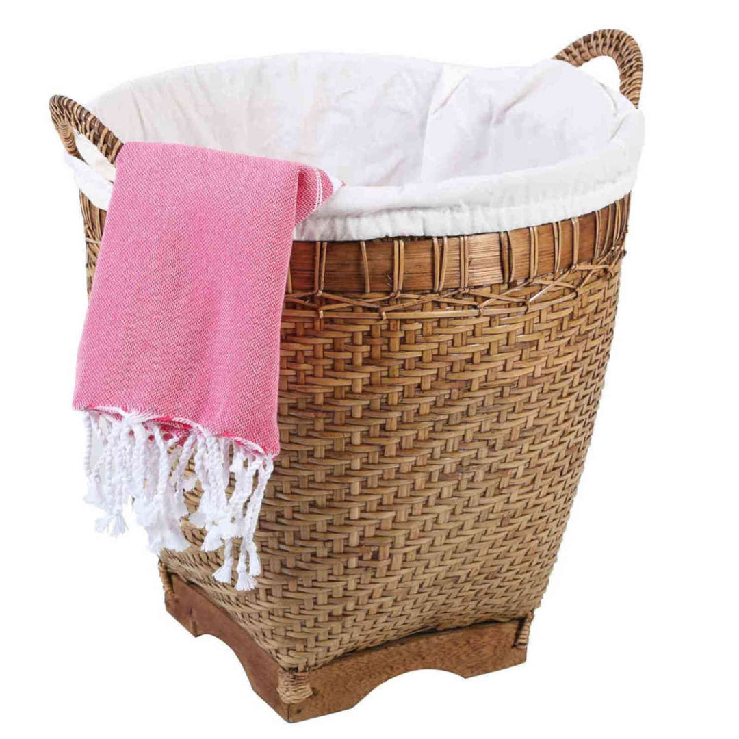Rieten wasmand Lea met handvat