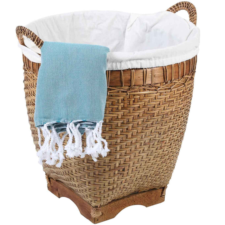 Rieten wasmand Lea met handvat