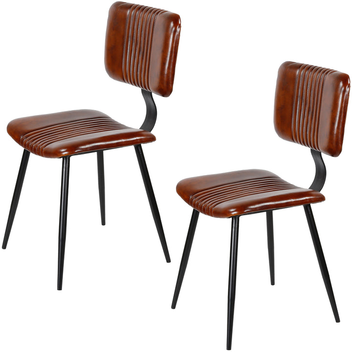 Eetkamerstoelen bruin leer
