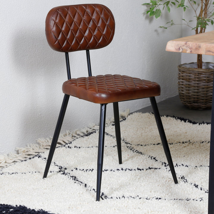 Eetkamerstoelen bruin leer