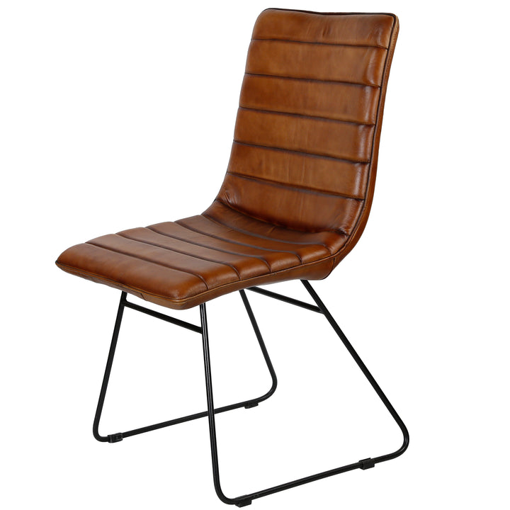 Eetkamerstoel leer bruin