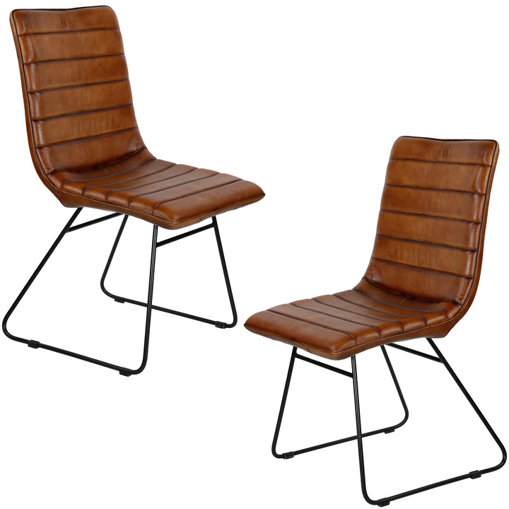 Eetkamerstoel leer bruin