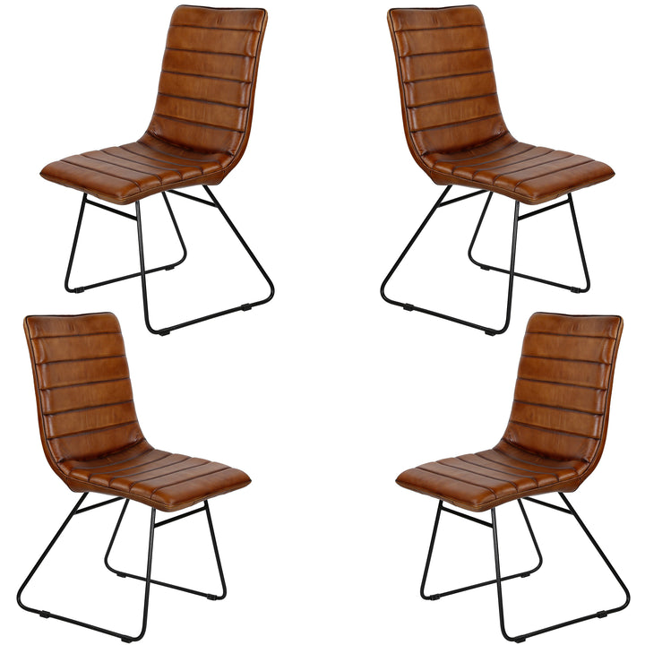 Eetkamerstoel leer bruin