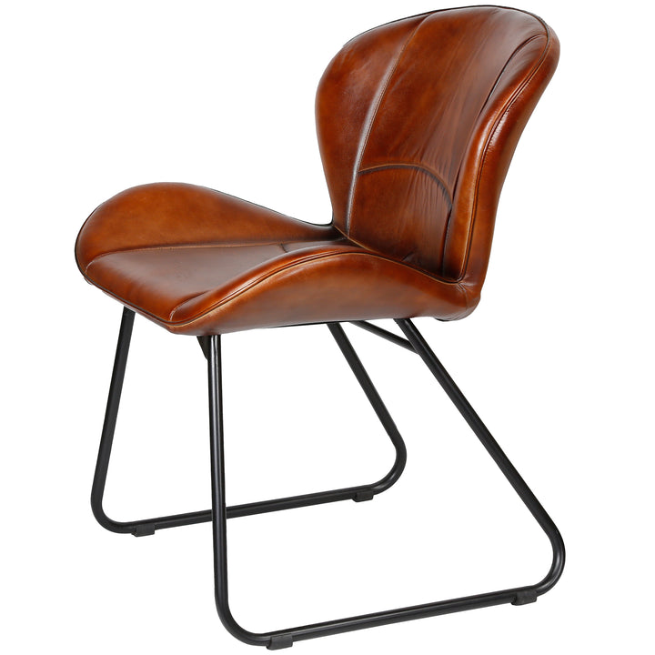 Leren stoel roodbruin